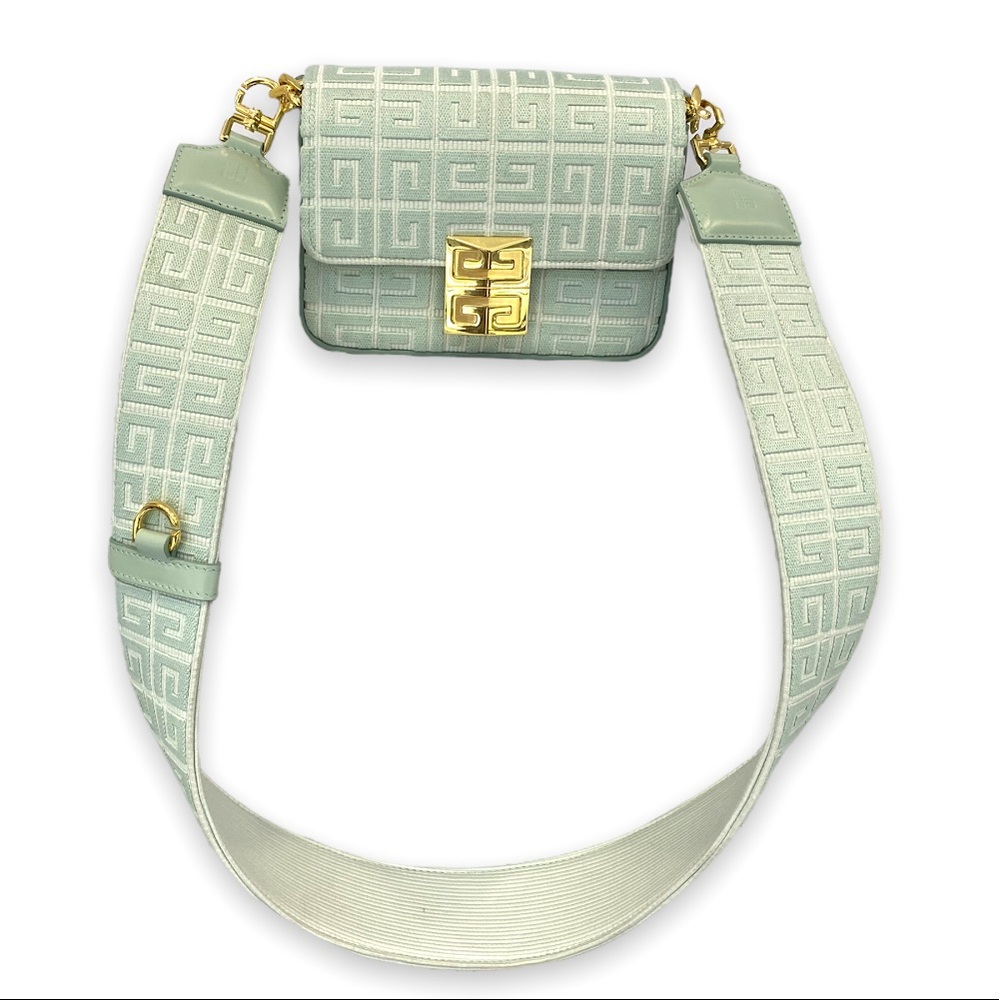 GIVENCHY 4G Small bag in 4G embroidered canvas with chain Celadon